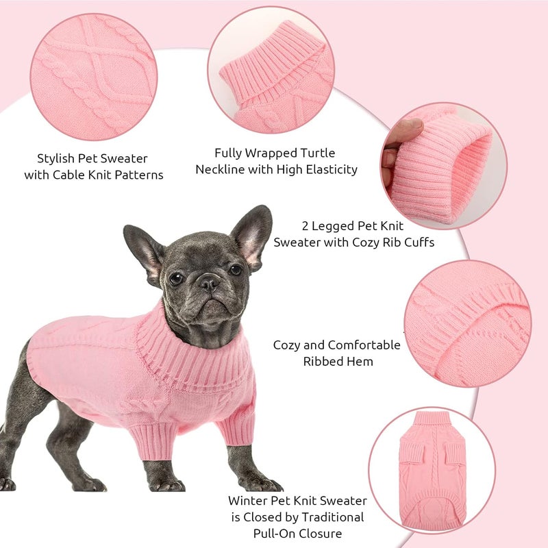 Queenmore XXL Dog Sweaters,Large Dog Sweater for Pitbull Doberman,Warm Turtleneck Knitted Big Pet Sweater for Male Femal Dogs,Extra Large Size Doggy Winter Clothes (Pink,2XL) - Image 2